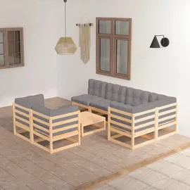 vidaXL Garten-Lounge-Set 8-tlg. grau Kiefer