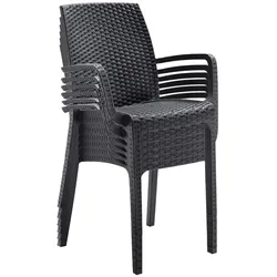 BICA Verona Gastronomie Stuhl 6er Set mit Armlehnen | Graphit | Gartenstuhl | Wetterfest