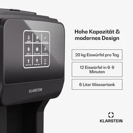 Klarstein ArcticBlend 3in1 Eiswürfelmaschine – 20 kg/24 h, Kugeleis & Crushed Ice, Wasserspender, 6-Liter-Wassertank, Edelstahl, Eiswürfelberei... | Schwarz