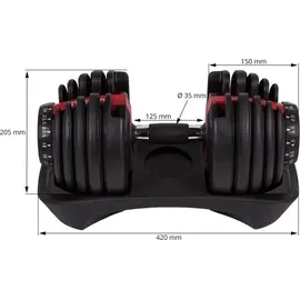 fitcom Kurzhantel Verstellbare Kurzhantel 24,00 kg rot / schwarz