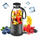 500ml Smoothie Maker, Smoothie Mixer To Go Tragbarer Saftmixer Juicy Wiederaufladbarer Portable Blender Smoothie Maker, mit 6 Klingen, für Reisen, Fitnessstudio, Büro, Sport im Freien (Schwarz)