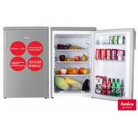 Amica Vollraumkühlschrank Silber 120L Kühlschrank freistehend Edelstahloptik