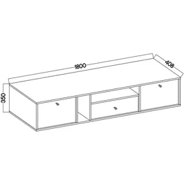 masseno TORINO Lowboard 180 cm grau MDF