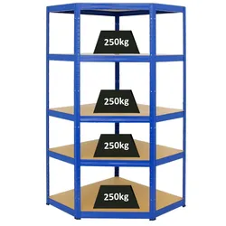PROREGAL Eckregal Slim Elephant | HxBxT 180x90x45 cm | Fachlast 250kg | Blau | Stecksystem Lagerregal Regalsystem