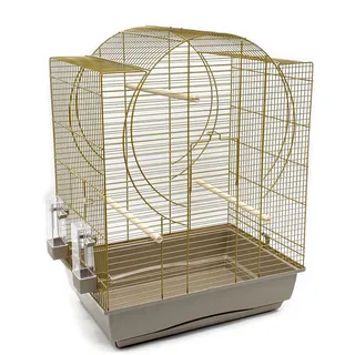 Premium Vogelkäfig EMMA 72x54x38cm gold mocca Wellensitiche Kanarien Vogelhaus