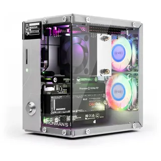 SunFounder Pironman 5 NVMe M.2 SSD PCIe Mini PC-Gehäuse für Raspberry Pi 5 Hailo-8L AI Beschleuniger mit Tower-Kühler+Doppel-RGB-Lüfter, 0,96'' OLED-Modul, Safe Shutdown, Standard-HDMI, RGB-Effekt