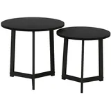 Homcom 2er-Set Schwarz Metall, 48x45x48 cm Wohnzimmer, Wohnzimmertische, Couchtische