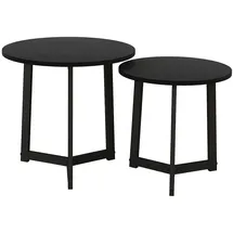 Homcom 2er-Set Schwarz Metall, 48x45x48 cm Wohnzimmer, Wohnzimmertische, Couchtische