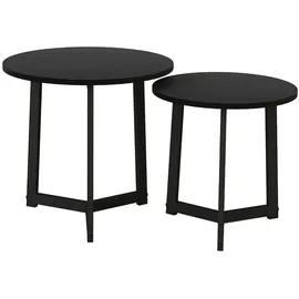 Homcom 2er-Set Schwarz Metall, 48x45x48 cm Wohnzimmer, Wohnzimmertische, Couchtische