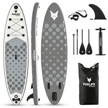 FUXTEC SUP Board Set Aufblasbares Stand Up Paddle Board 320 x 81 x 15 cm schwarz/weiß