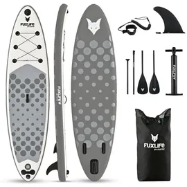 FUXTEC SUP Board Set Aufblasbares Stand Up Paddle Board 320 x 81 x 15 cm schwarz/weiß