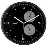 Mebus Funkwanduhr Funk-Wanduhr mit Thermometer/ Hygrometer, schwarz schwarz