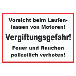Vorsicht beim laufen lassen von Motoren Schild A4 (210x297mm)