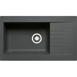 PYRAMIS Spüle SIROKO (86x50) SCHWARZ aus Fibertek / SMC-Spüle / Fiberglasspüle / Ausschnitt 836 x L: 86 x 50 cm, Innenbreite Becken 1: 52 cm,