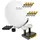 Fuba 4 Teilnehmer Astra Hotbird Digital SAT Anlage DAA 850 W ALU Weiß PremiumX Quad Monoblock LNB 8x F-Stecker 4x Tülle
