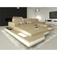 Ecksofa Messana Ledersofa mit Ottomane Premium Kunstleder