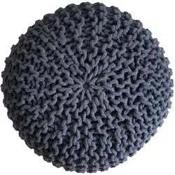 Strickhocker Pouf Sitzpouf Sitzpuff Grobstrick Pouf jeansblau 45cm