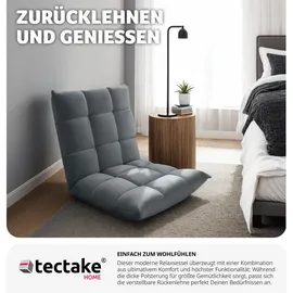 Tectake tectake® Relaxsessel Snooze, 2 in 1 Samt, 14-fach verstellbar - grau