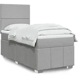 vidaXL Boxspringbett mit Matratze Hellgrau 180x200 cm Stoff