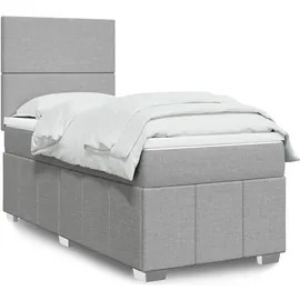 vidaXL Boxspringbett mit Matratze Hellgrau 180x200 cm Stoff