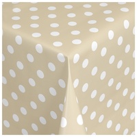 Wachstischdecke Wachstuch Tischdecke Gartentischdecke abwaschbar eckig 100x140 cm Punkte Beige Weiss