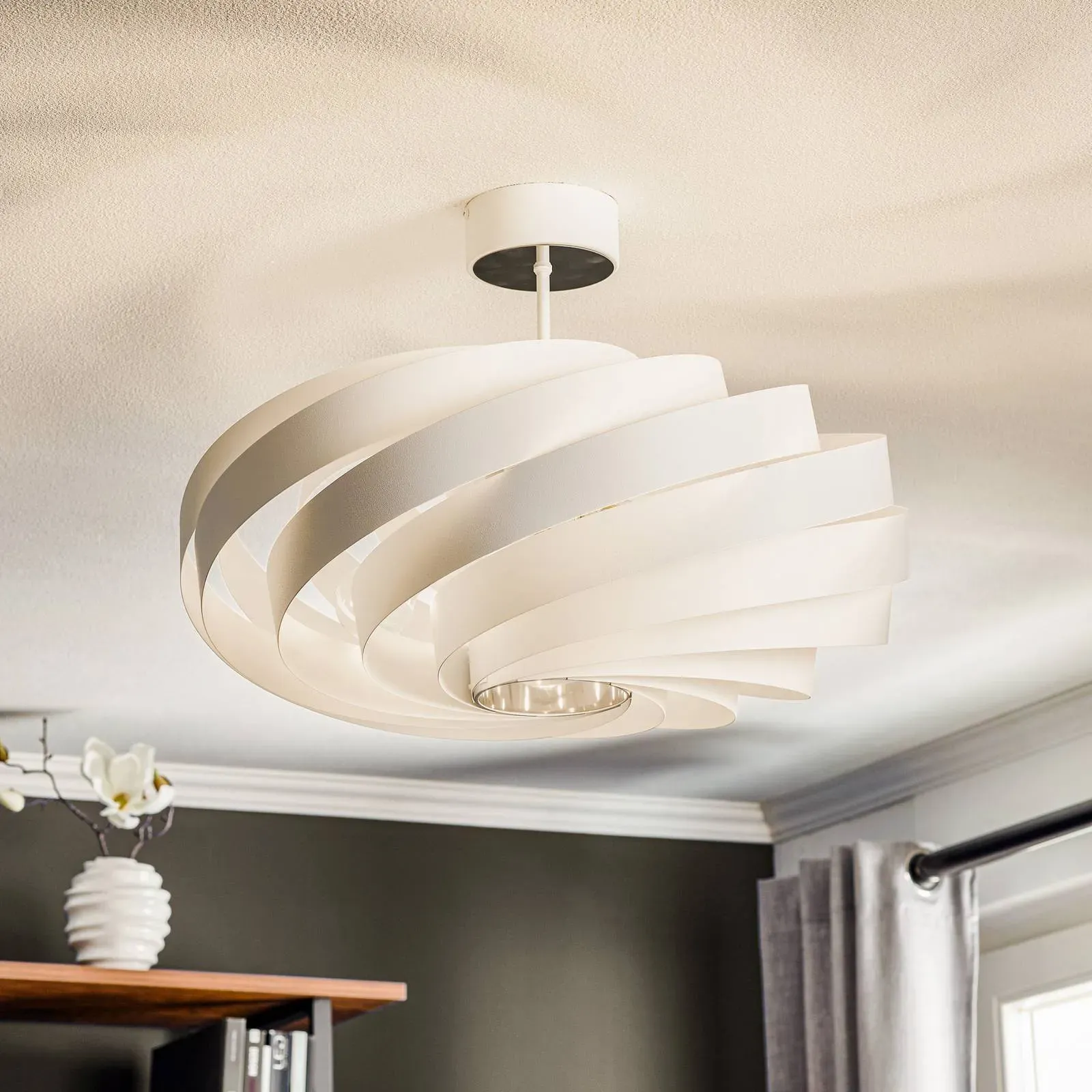 Deckenlampe Vento Domiluce, dimmbar, weiß / opal, für Wohn- / Esszimmer, Metall, Modern, Deckenlampe - 60 cm - 60 cm - 38 cm