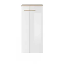 Solid Badschrank - Weiß Lack Hochglanz
