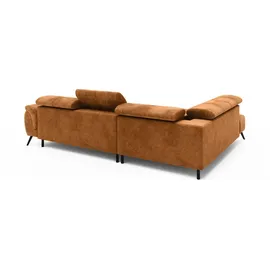 Livora Ecksofa Ottomane links Chenille 284x208x79 rostfarben VALENTINA