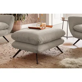 KAWOLA Sessel CHARME Cord 72 x 110 x 80 cm Steingrau mit Hockerbank