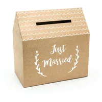 Partydeco Kartenbox Hochzeit 30,5cm Pappe, braun / weiß