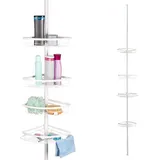 bremermann Teleskop-Eckregal, 4 Körbe, Teleskop-Stange bis max. ca. 290 cm, Weiß,