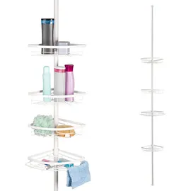 bremermann Teleskop-Eckregal, 4 Körbe, Teleskop-Stange bis max. ca. 290 cm, Weiß,