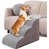 Arkyomi 3 Stufen hundetreppe für kleine Hunde hundetreppe für Bett Sofa 60cm hoch katzentreppe für alte Katzen Schwamm haustiertreppe grau