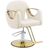 Physa Friseurstuhl mit Fußstütze Sitzhöhe 55-65 cm 180 kg Beige Barberstuhl Friseursessel höhenverstellbar Bedienstuhl Friseur