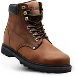 EVER BOOTS Arbeitsstiefel für Herren, weicher Zehenbereich, 15,2 cm, Lederstiefel für den Bau, Gummisohle, Arbeitsstiefel Tank, Dunkelbraun, 45 EU - 44.5 EU Weit