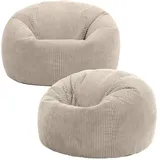 I.C.O.N. icon Sitzsack Beige, Textil, 2-Sitzer, Rund, 85x50x85 cm, Hergestellt in Deutschland, Oeko-Tex® Standard 100, Reach, Wohnzimmer, Hocker, Sitzsäcke, XXL Sitzsäcke