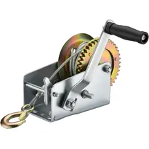 Wiltec Handseilwinde bis 1100kg Übersetzung 4:1 8:1 170x175x240mm, Winde mit 8m Drahtseil, Seilwinde handbetrieben, Handseilzug effizient, Forstseilwinde