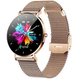 ohfruit T8 Bluetooth-kompatible 5.0-Armbanduhr, Multisport-Modus, IP67, wasserdicht, Smartwatch, 3,3 cm Touchscreen, ultradünne Smartwatches für Damen, Golden B