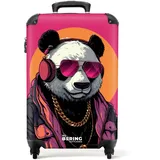 NoBoringSuitcases.com Kinderkoffer, Kinder Koffer, Koffer Kinder, Kinder Reisekoffer, Trolley Kinder, Kinder Koffer mit Rollen, Reisekoffer, Koffer 10kg, Handgepäck 55x40x20 cm (Panda - Rosa)