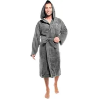 aqua-textil XS-XXXL Bademantel Kapuze Uni lang aufgesetzte Taschen Damen Herren Unisex warm Frottee Baumwolle OEKO-TEX Föhr - L
