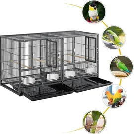 Yaheetech Vogelkäfig Vogelvoliere 96 x 46 x 53 cm Schwarz