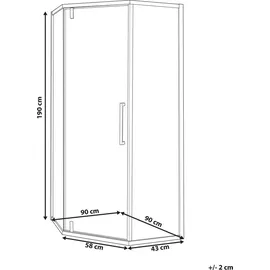 Beliani Tocantins Duschkabine mit Pendeltür 90 x 190 cm Schwarz/Klarglas Fünfeck