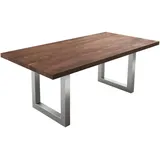 DeLife Esstisch Edge 200x100 XL Akazie Braun Edelstahl Breit - Braun