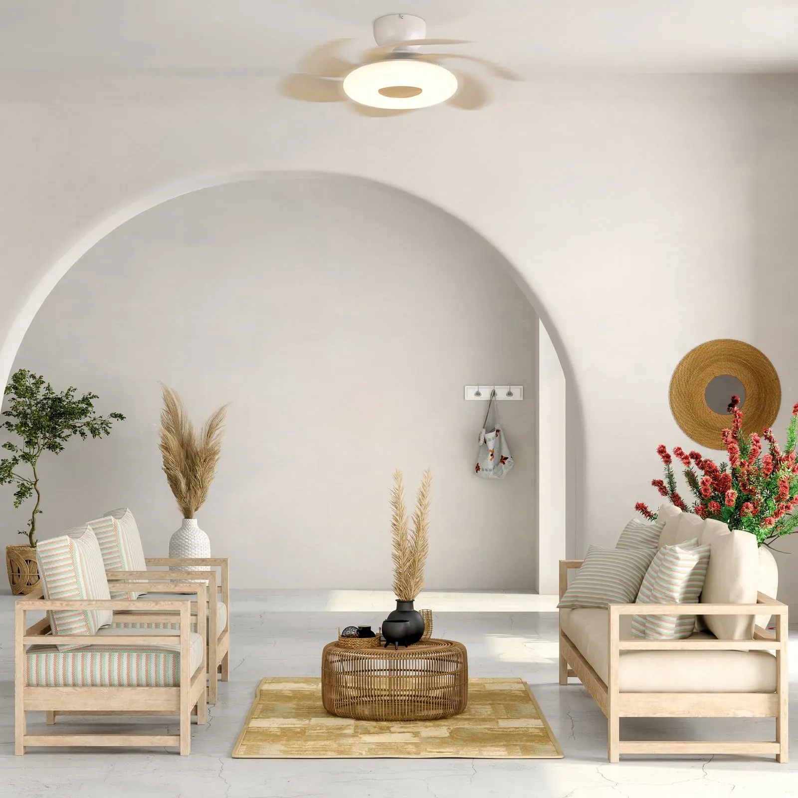 LED-Deckenventilator Flower holz DC-Motor leise CCT - Mantra Mantra Iluminación, Flower, dimmbar, Holz, für Wohnzimmer, Kunststoff, Modern - 20.5