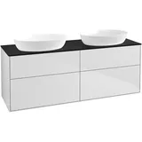 Villeroy & Boch Finion Waschtischunterschrank FA8200MT 160x60,3cm, Abdeckplatte black matt, White matt lacquer