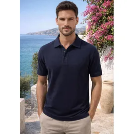 MAN'S WORLD Poloshirt MAN'S WORLD, Herren, Gr. 44/46 (S), blau (marine), Piqué, Obermaterial: 100% Baumwolle, unifarben, Basic, regular fit, Rundhals, Flachstrickbündchen, Shirts, Kurzarm, lockere Passform, unifarben, Topseller