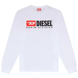 DIESEL Herren Longsleeve - T-JUST-LS-DIV, Langarm, Rundhals, Logo, Baumwolle Weiß 2XL