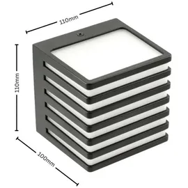 Gtv 10w LED Außen Fassaden Leuchte grau/schwarz 11x11x10cm 1000 Lumen