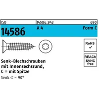 Industrial Quality Supplies DIN 7982/ISO 14586 Senkkopf-Blechschraube A 4