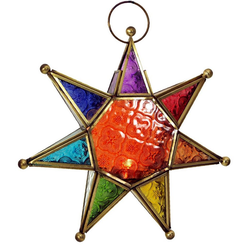 Guru-Shop Windlicht Orientalische Glas Stern in marrokanischem.. bunt